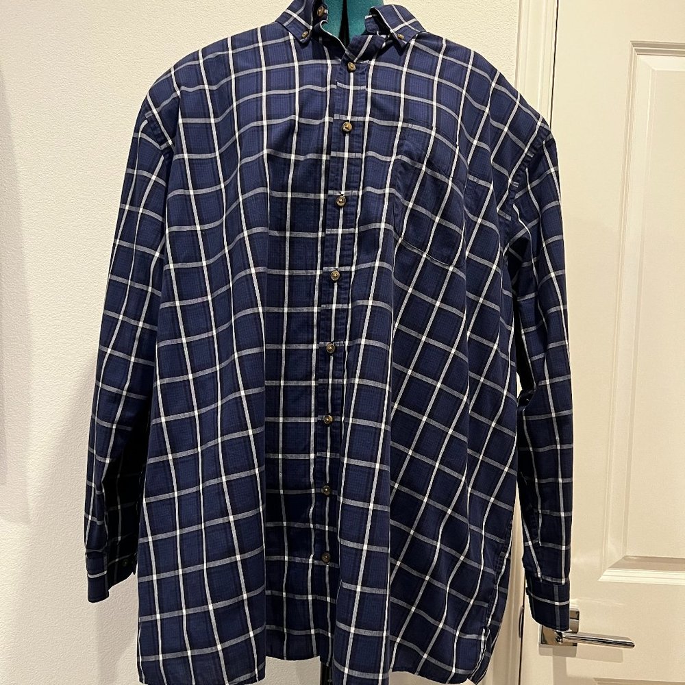 Mens Harbor Bay Blue plaid long sleeve shirt sz 3XLT
